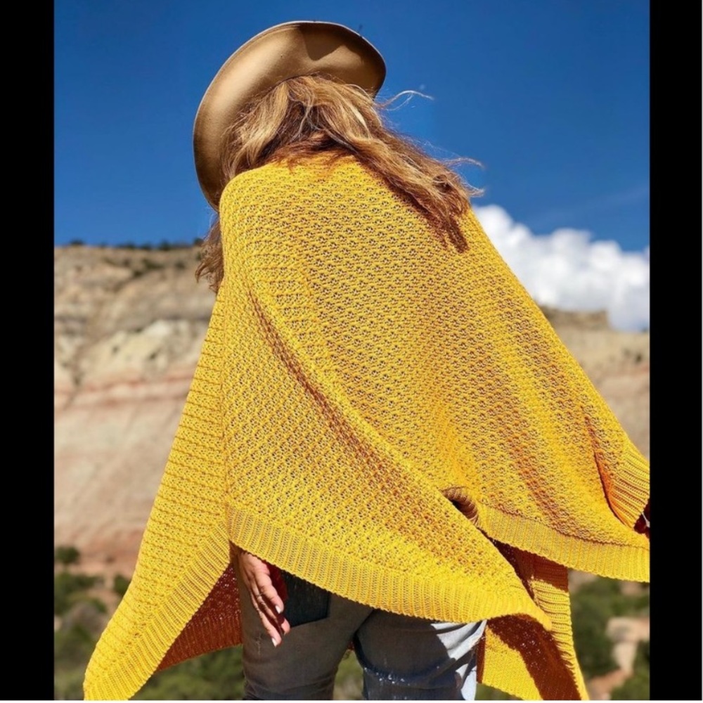 WOOL PROJECT Marigold Sweater Cape Poncho Organic Cotton Italian Cashmere
